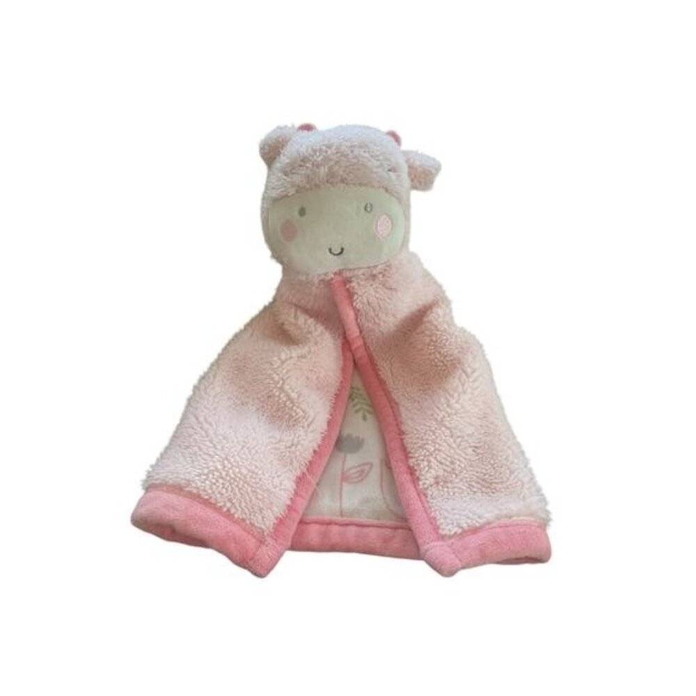 Chic Pea Pink Baby Lovey Security Blanket Plush Toy Sherpa Fabric Floral Pattern